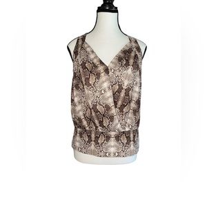 NWOT - New York & Company Snakeskin Halter Top, Brown & White, Size M